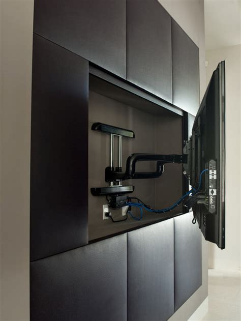 metal recessed tv box|flush mounted box behind tv.